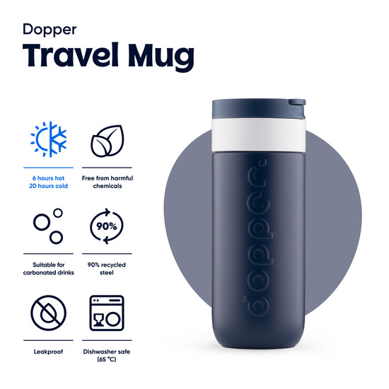 Dopper Travel Mug Termoszbögre, Breaker Blue, 400 ml, kék