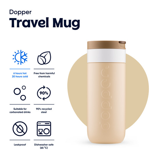 Dopper Travel Mug Termoszbögre, Earty brown, 400 ml, barna