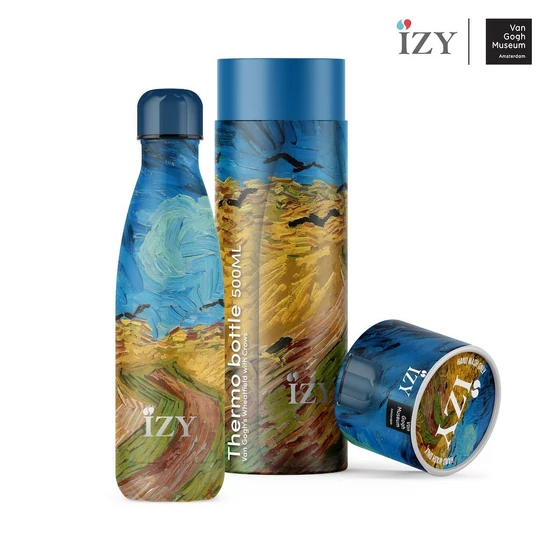 Izy hőtartó acélkulacs 500ml, Van Gogh Búzamező varjakkal