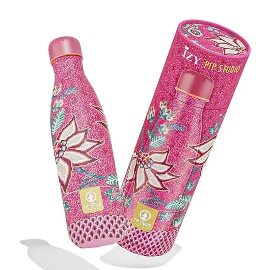 Izy hőtartó acélkulacs 500ml, pink virágok